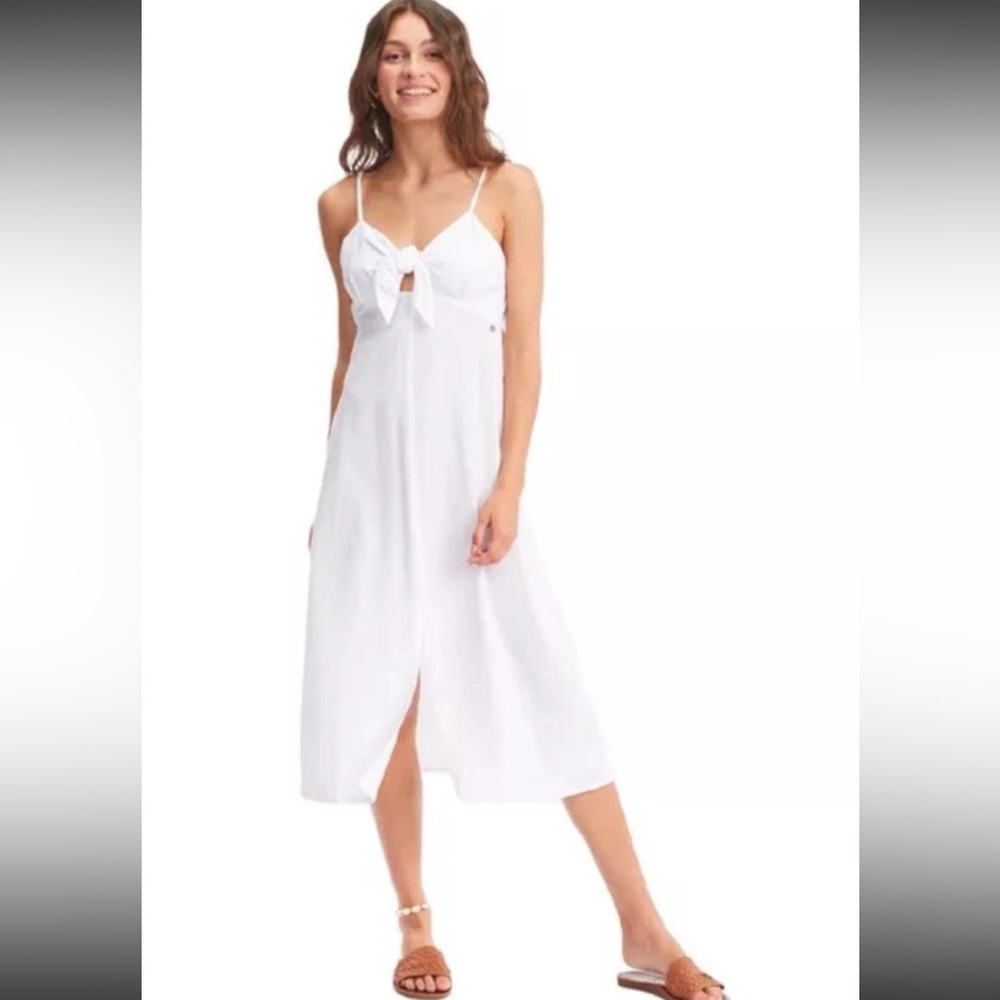 Roxy Y2K white tie-front midi Sun dress Size M